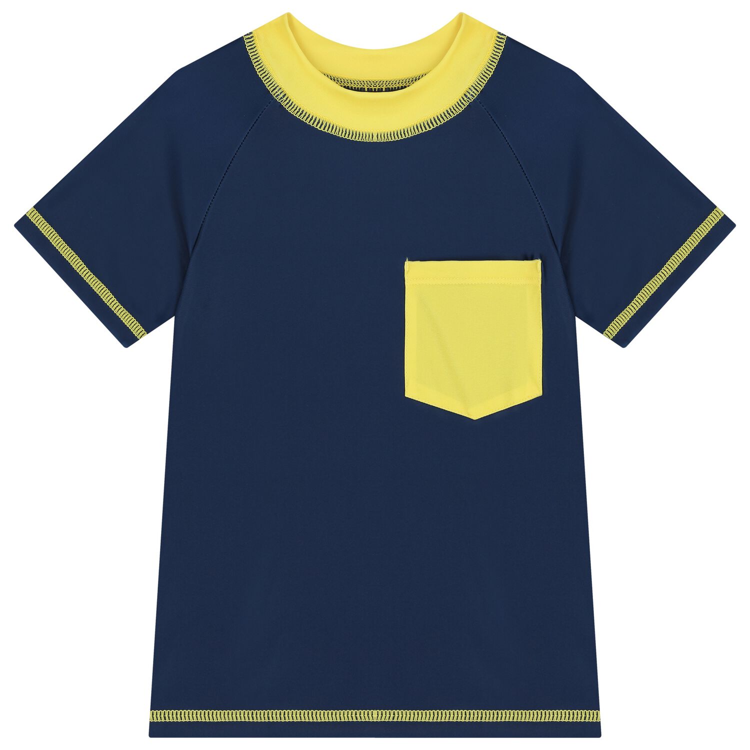 Boys Navy Blue & Yellow Rash Vest, 1, hi-res image number null