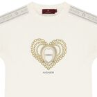Girls Ivory Logo Heart Dress, 1, hi-res
