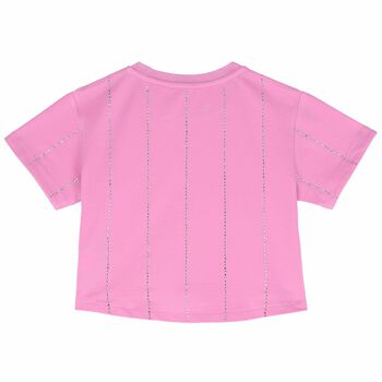 Girls Pink Embellished T-Shirt