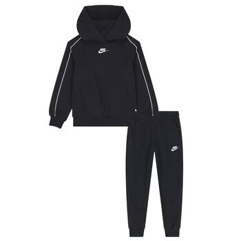 Boys Black Swoosh Logo Tracksuit
