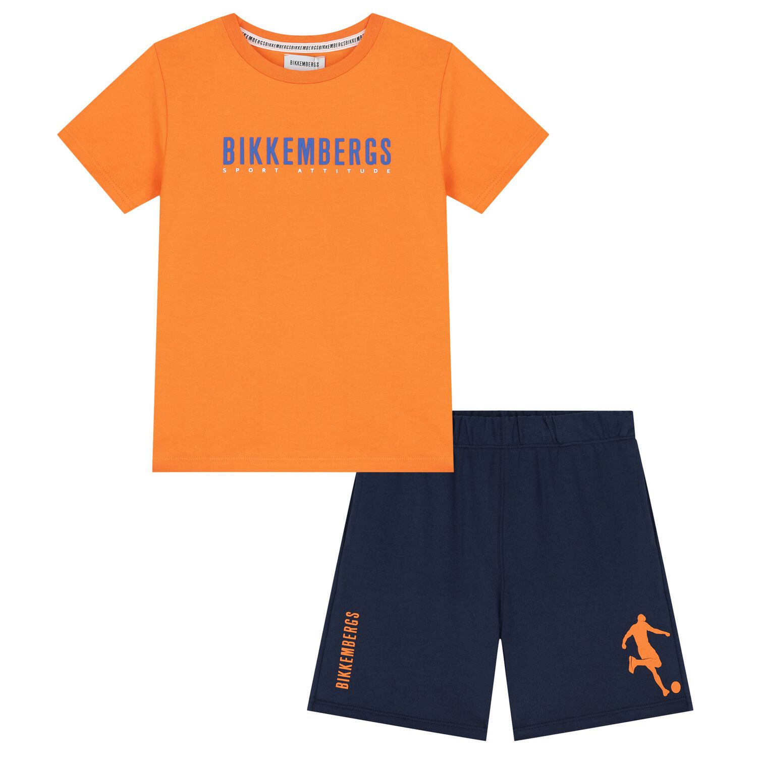Boys Orange & Navy Blue Logo Shorts Set, 2, hi-res image number null