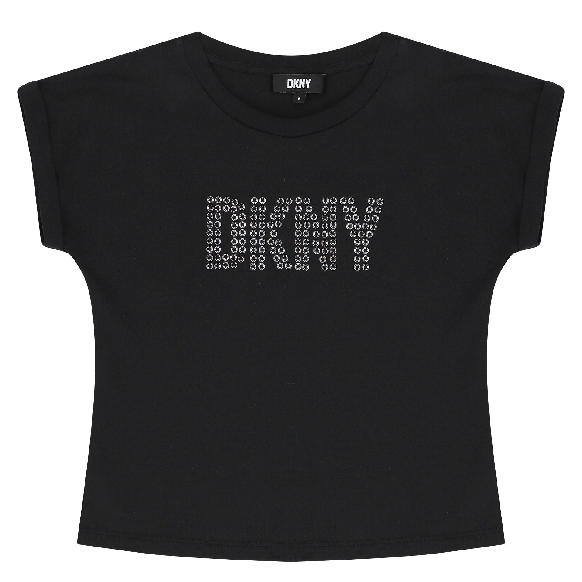 DKNY Girls Black Studded Logo T Shirt Junior Couture Oman