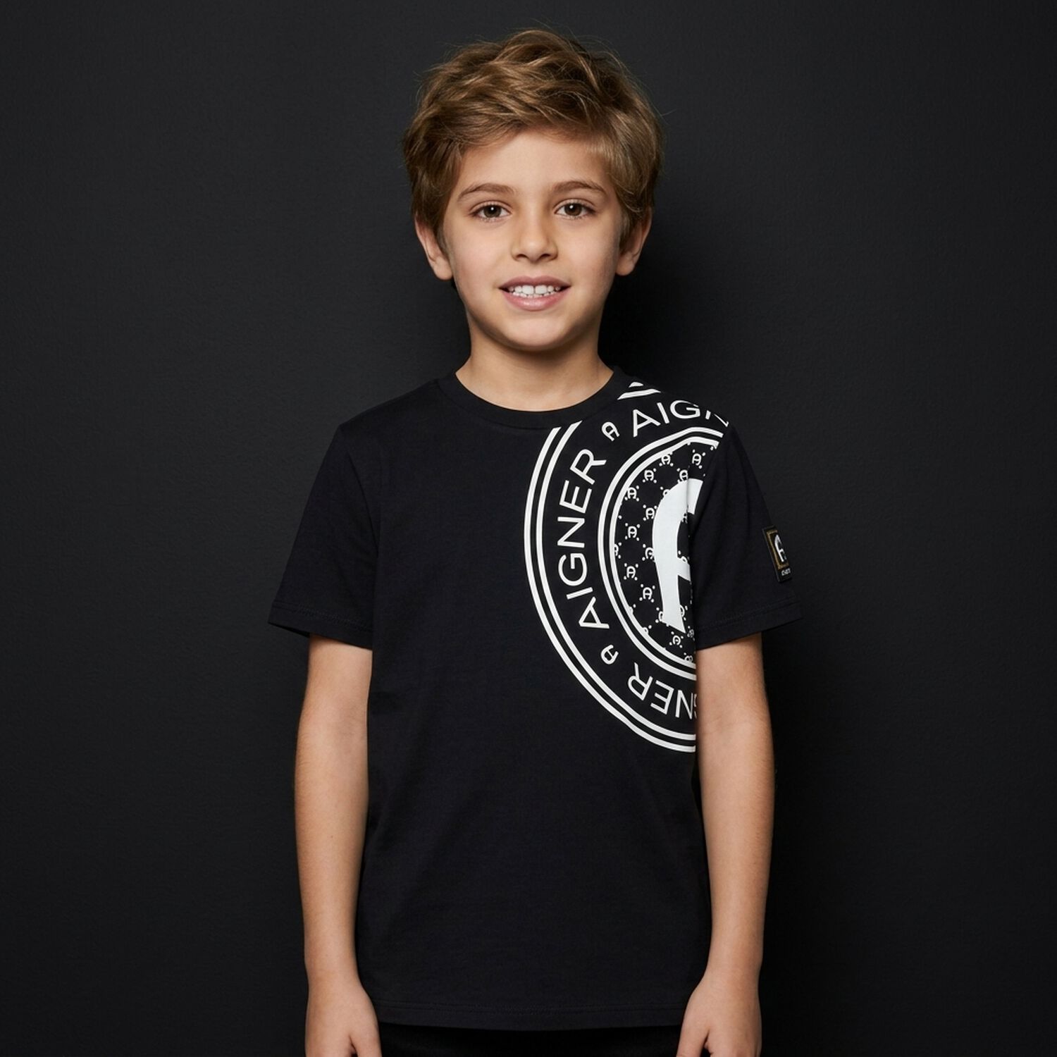 Boys Black Logo T-Shirt, 3, hi-res