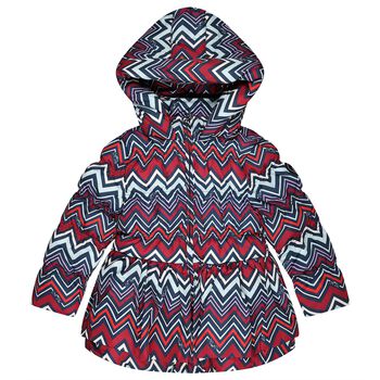 Girls Multi-Colored Zig Zag Padded Coat