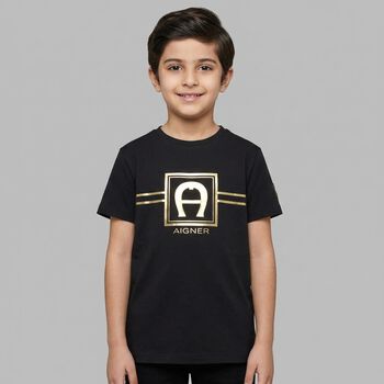 Boys Black & Gold Logo T-Shirt