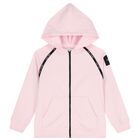 Girls Pink Logo Hooded Zip Up Top, 2, hi-res