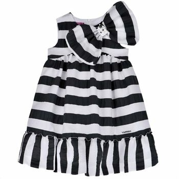 Girls Black & White Stripe Dress
