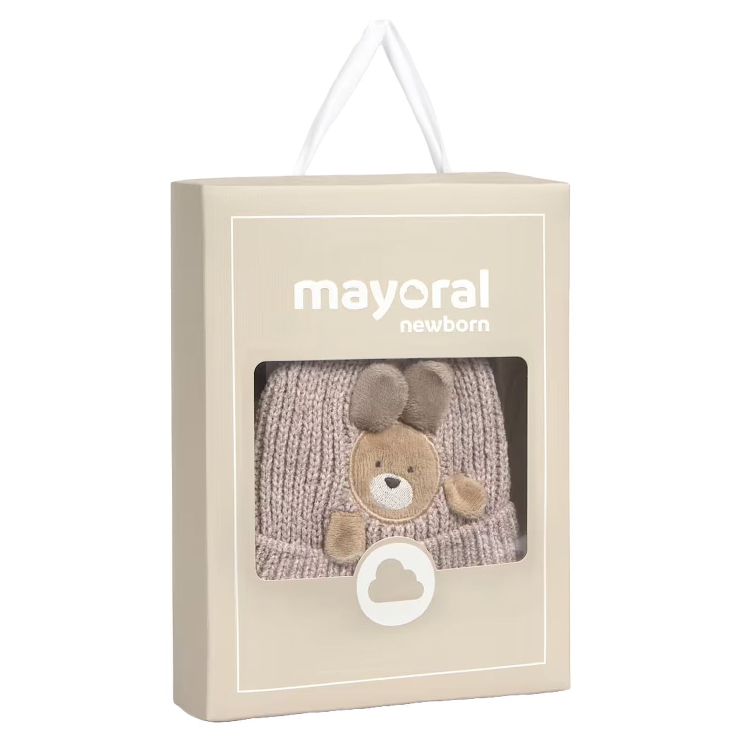 Beige & White Puppy Knitted Baby Hat & Socks Set, 1, hi-res