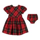 Baby Girls Red & Black Tartan Taffeta Dress Set, 1, hi-res