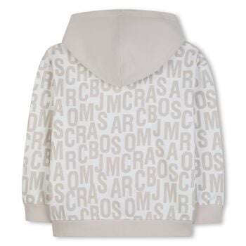 تيشيرت بشعار للأولاد باللونين أبيض وبيج