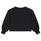 Girls Black Teddy Bear Logo Sweatshirt, 1, hi-res