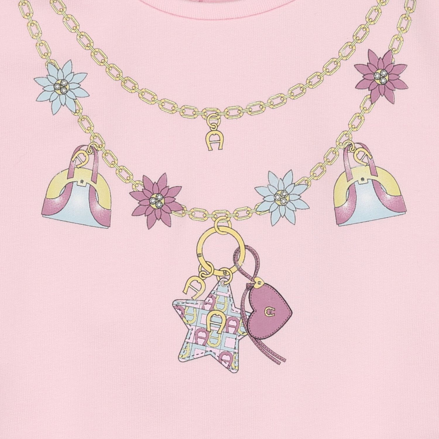 Younger Girls Pink Necklace Logo Dress , 2, hi-res