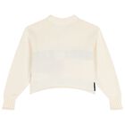 Girls Ivory Logo Knitted Sweater, 2, hi-res