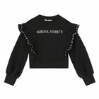 Girls Black Logo Sweatshirt, 1, hi-res