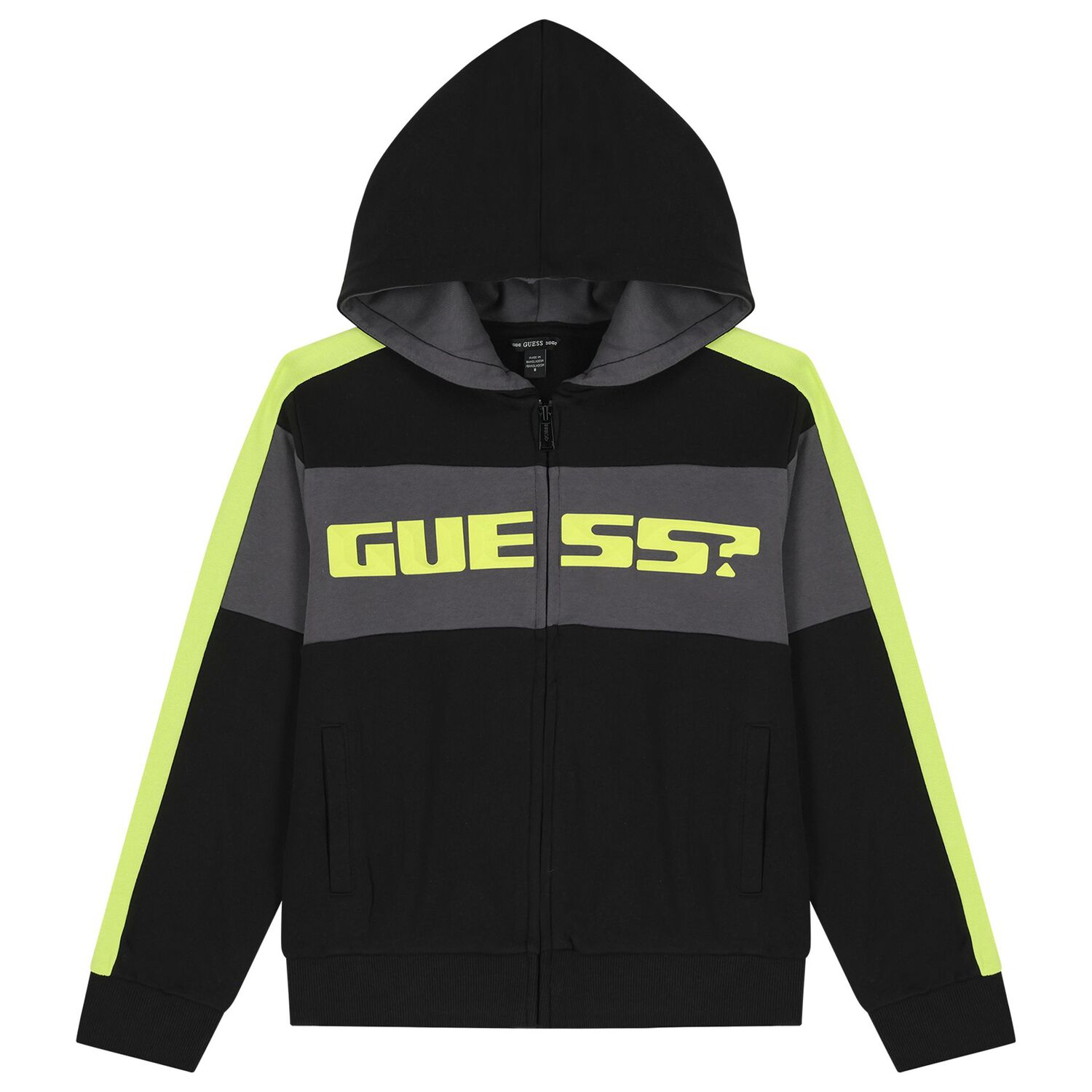 Boys Black Logo Zip Up Top, 1, hi-res