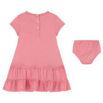 Baby Girls Pink Polo Bear Dress Set