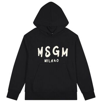 Black & Ivory Logo Hooded Top