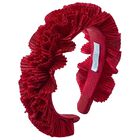 Girls Red Pleated Ruffled Headband, 1, hi-res