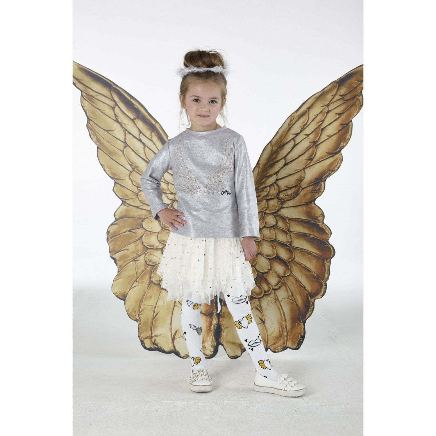 Girls Silver & White Two-Piece Dress, 1, hi-res image number null