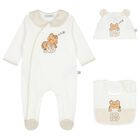 Baby Boys Ivory & Beige Leopard Babygrow Gift Set, 1, hi-res