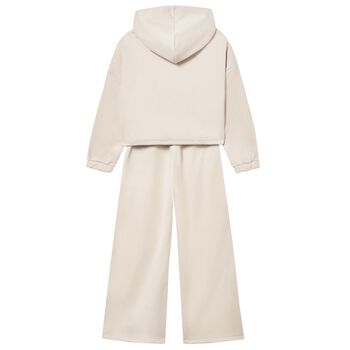 Girls Beige Hooded Tracksuit