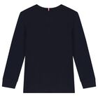 Boys Navy Blue Logo Long Sleeve Top, 1, hi-res