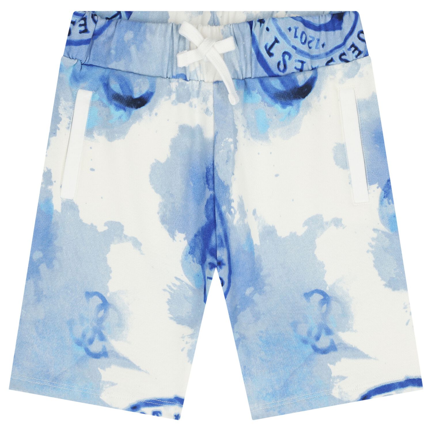 Boys Blue & White Logo Shorts, 1, hi-res