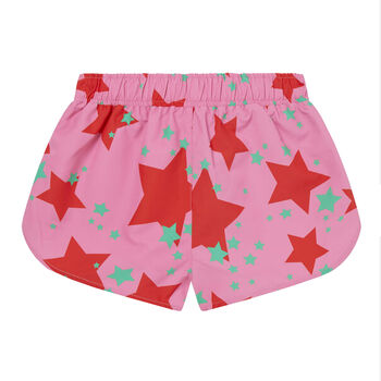 Girls Pink Stars Swim Shorts