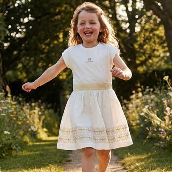 Girls White Logo Dress