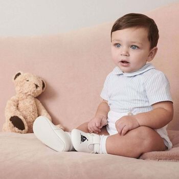 Baby White & Navy Pre Walker Shoes