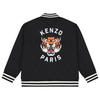 Boys Black Tiger Logo Zip Up Top