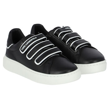 Boys Black Logo Trainers
