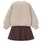 Girls Beige Knitted Skirt Set, 1, hi-res