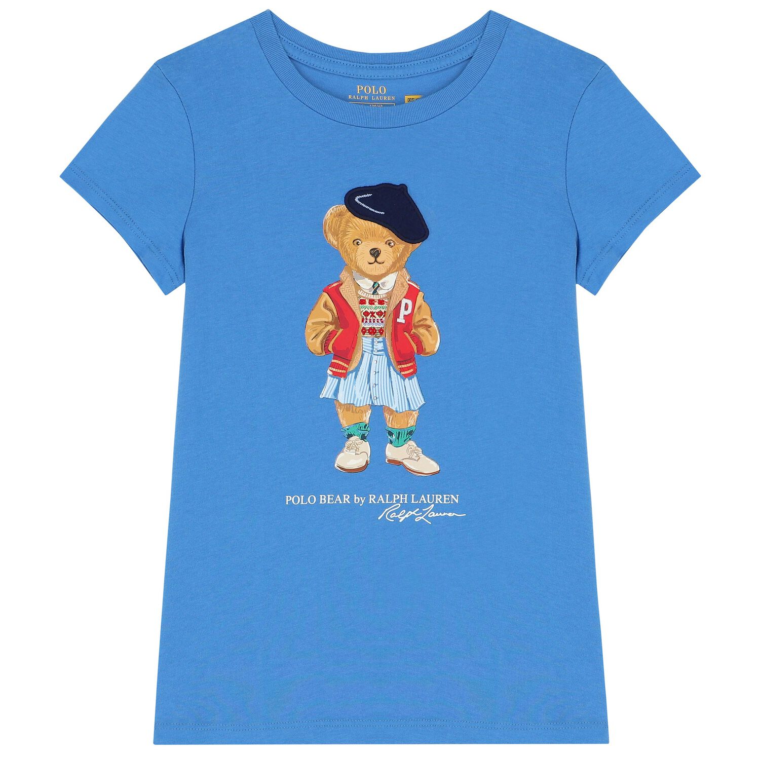 Girls Blue Polo Bear T-Shirt, 1, hi-res