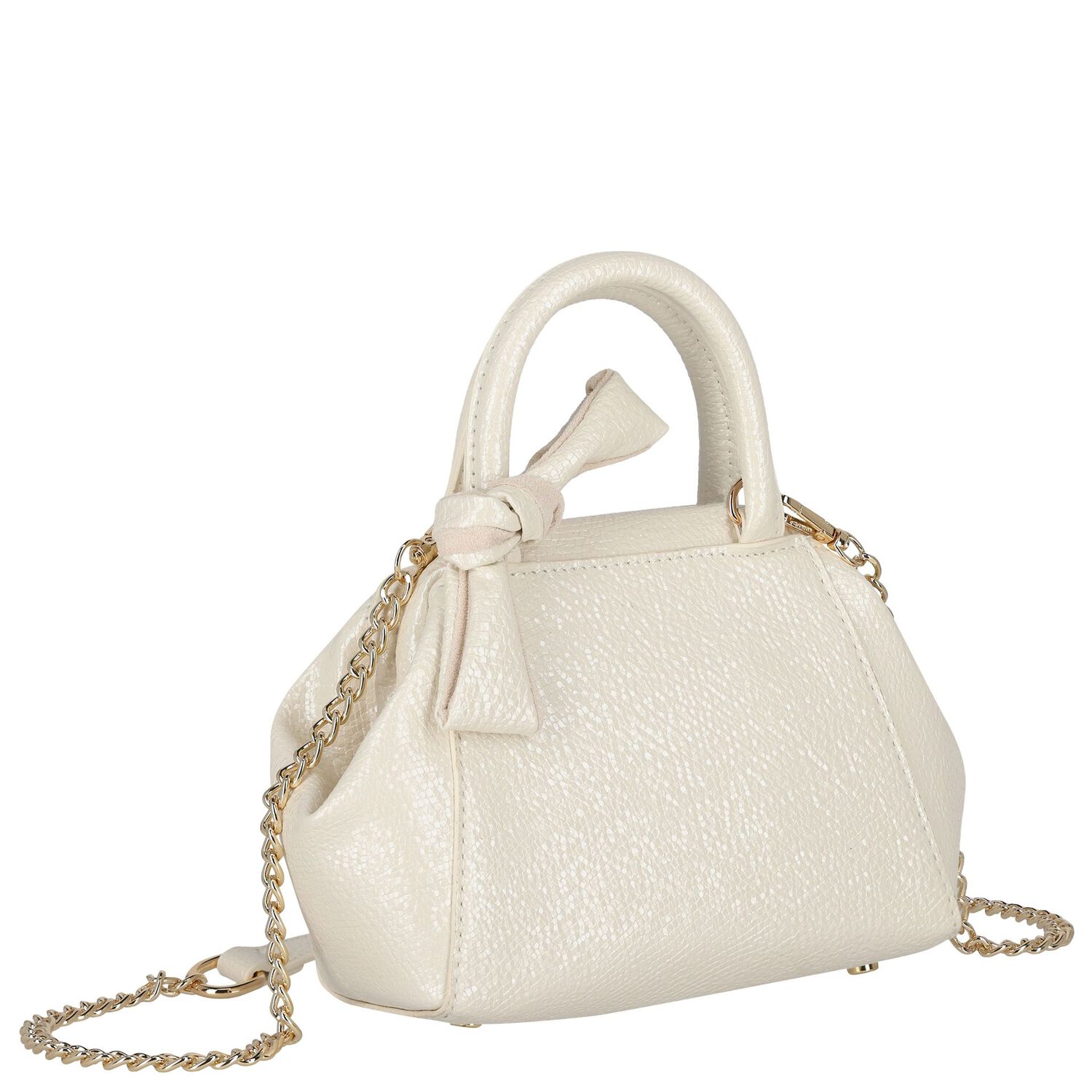 Girls Ivory Faux Leather Handbag ( 21cm ), 2, hi-res