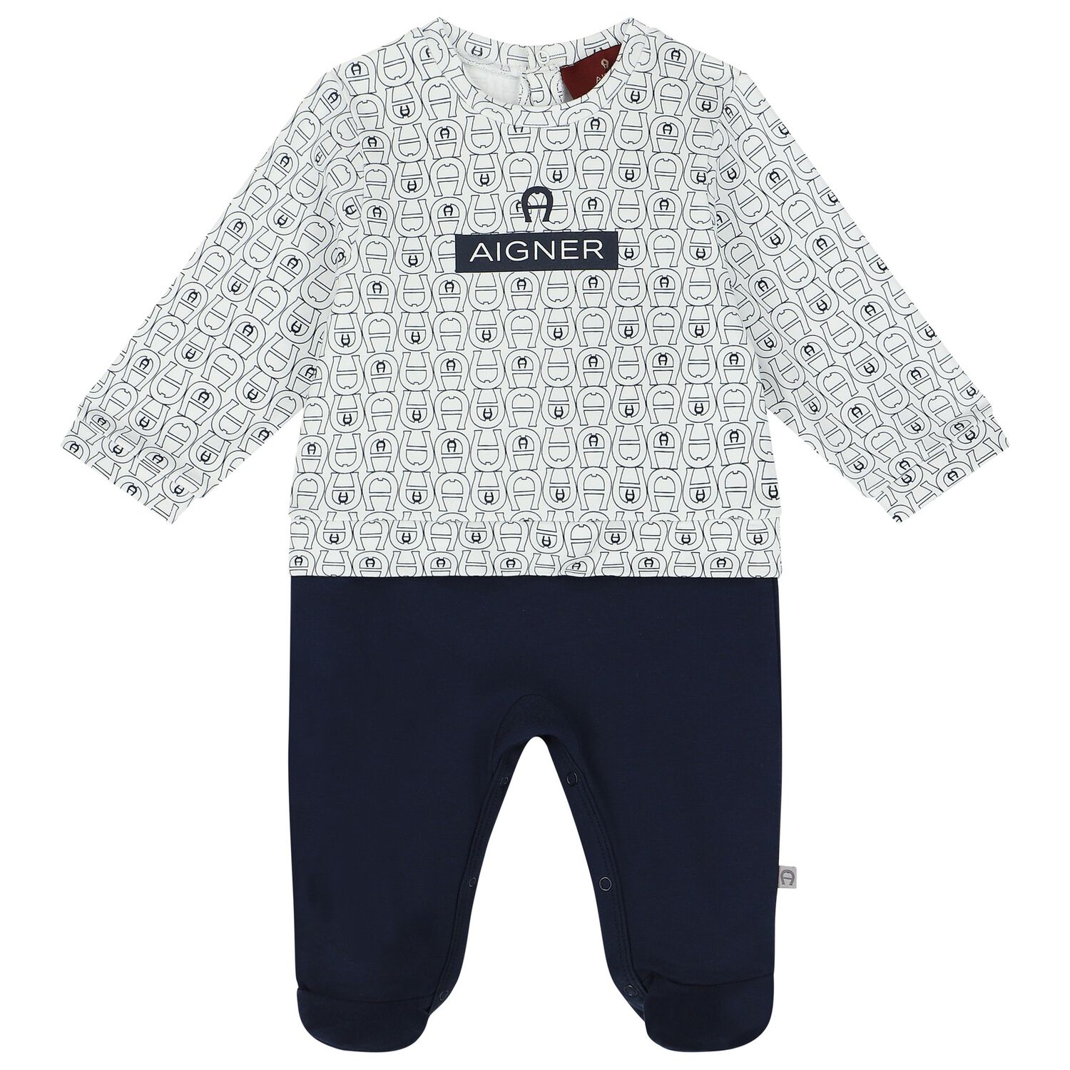 أفرول أولاد بالشعار باللون الأبيض والكحلي, 1, hi-res