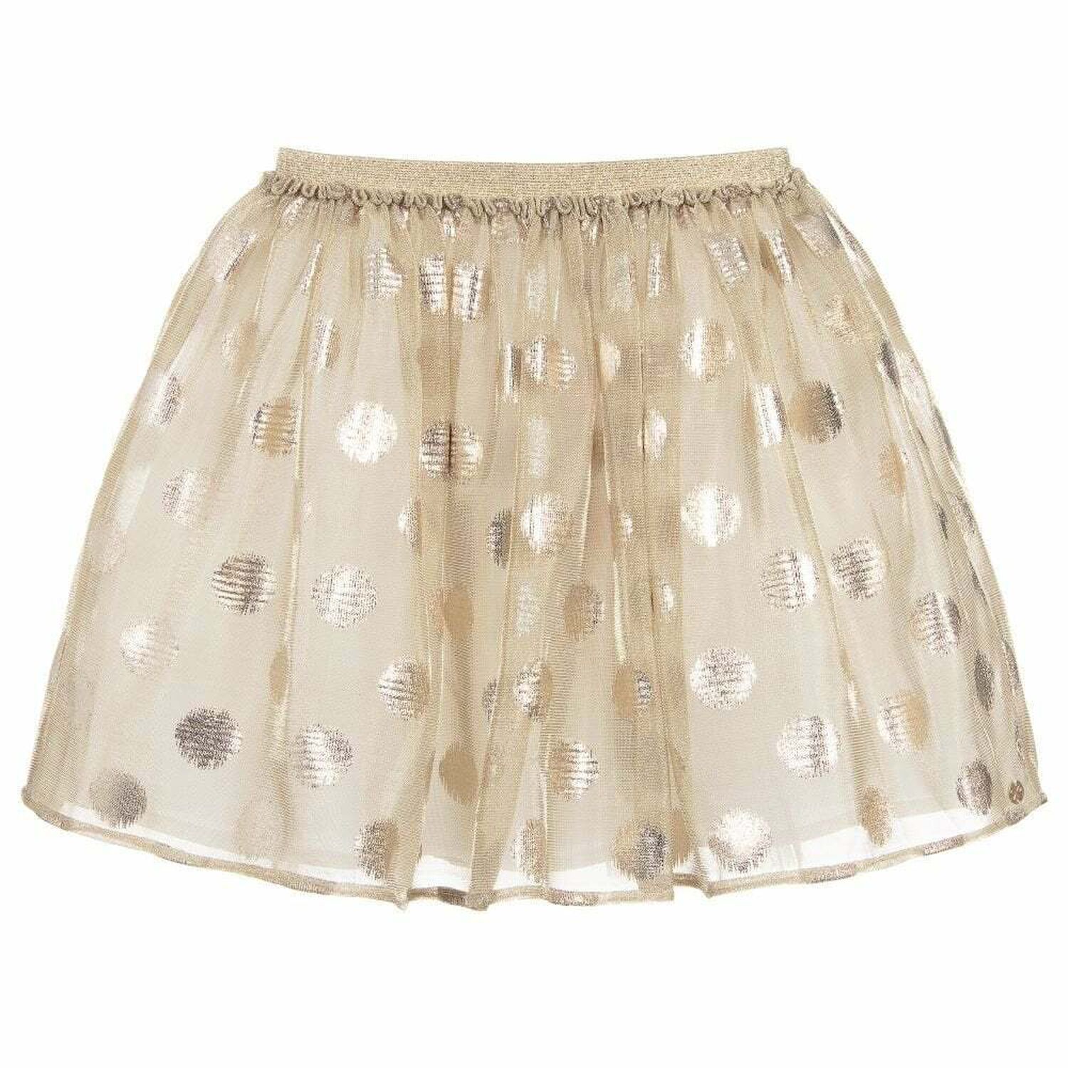 Girls Gold Spotted Tulle Skirt, 1, hi-res image number null