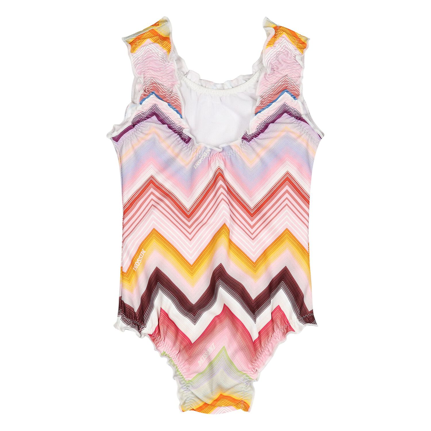 Younger Girls Multi-Coloured Zig Zag Swimsuit, 1, hi-res