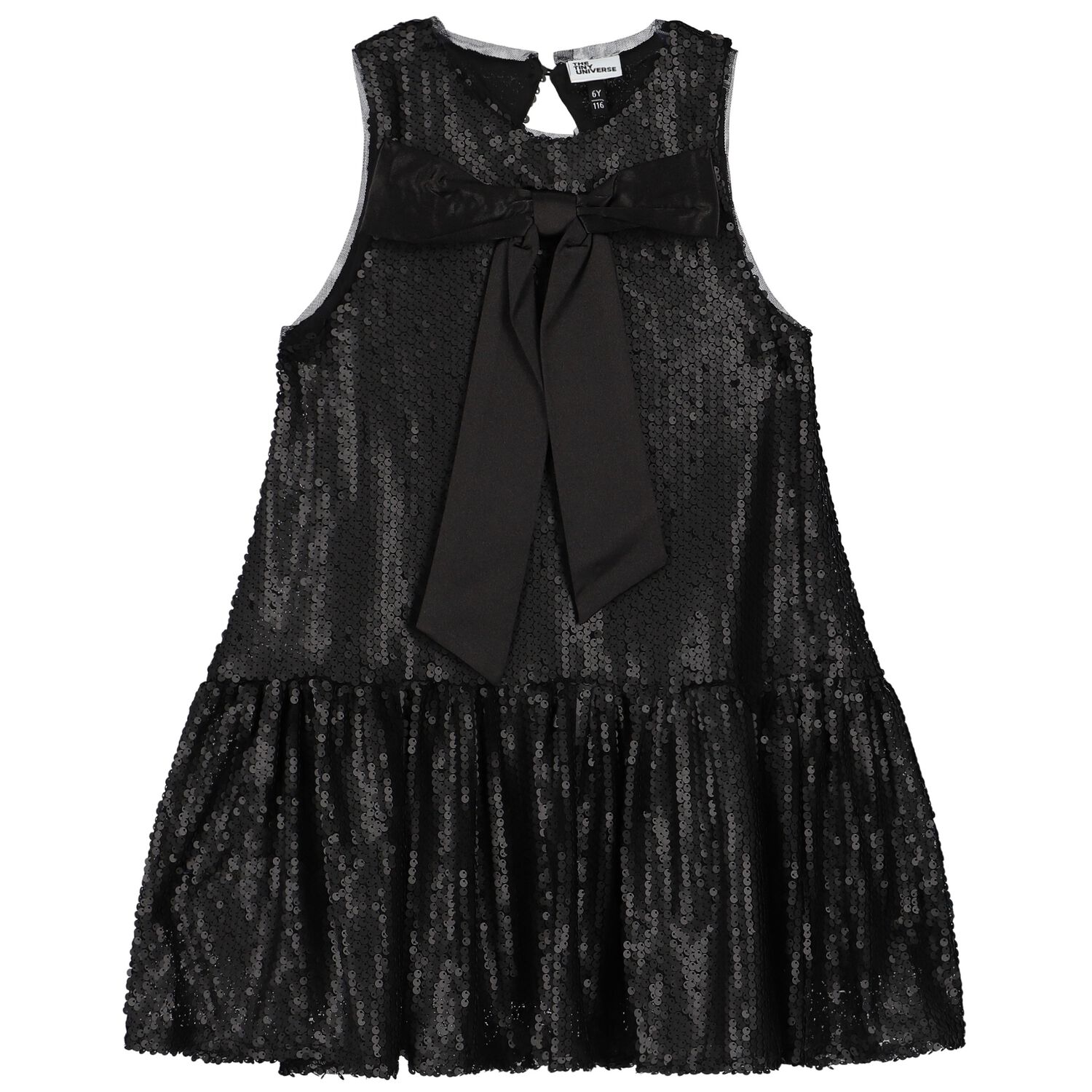 Girls Black Embellished Sequin Dress, 1, hi-res image number null