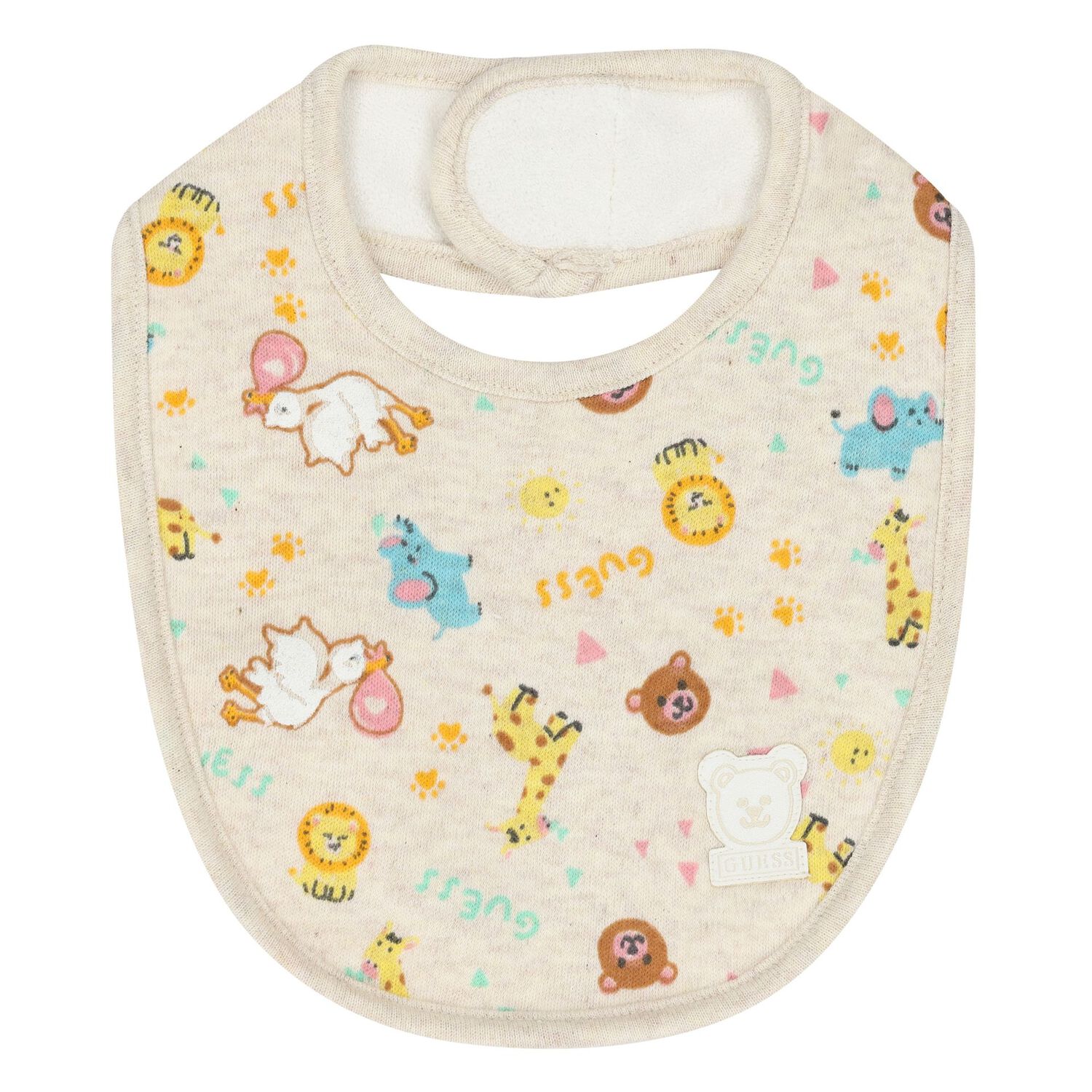 Beige Logo Teddy Bear Baby Bib ( 2-Pack ), 1, hi-res image number null