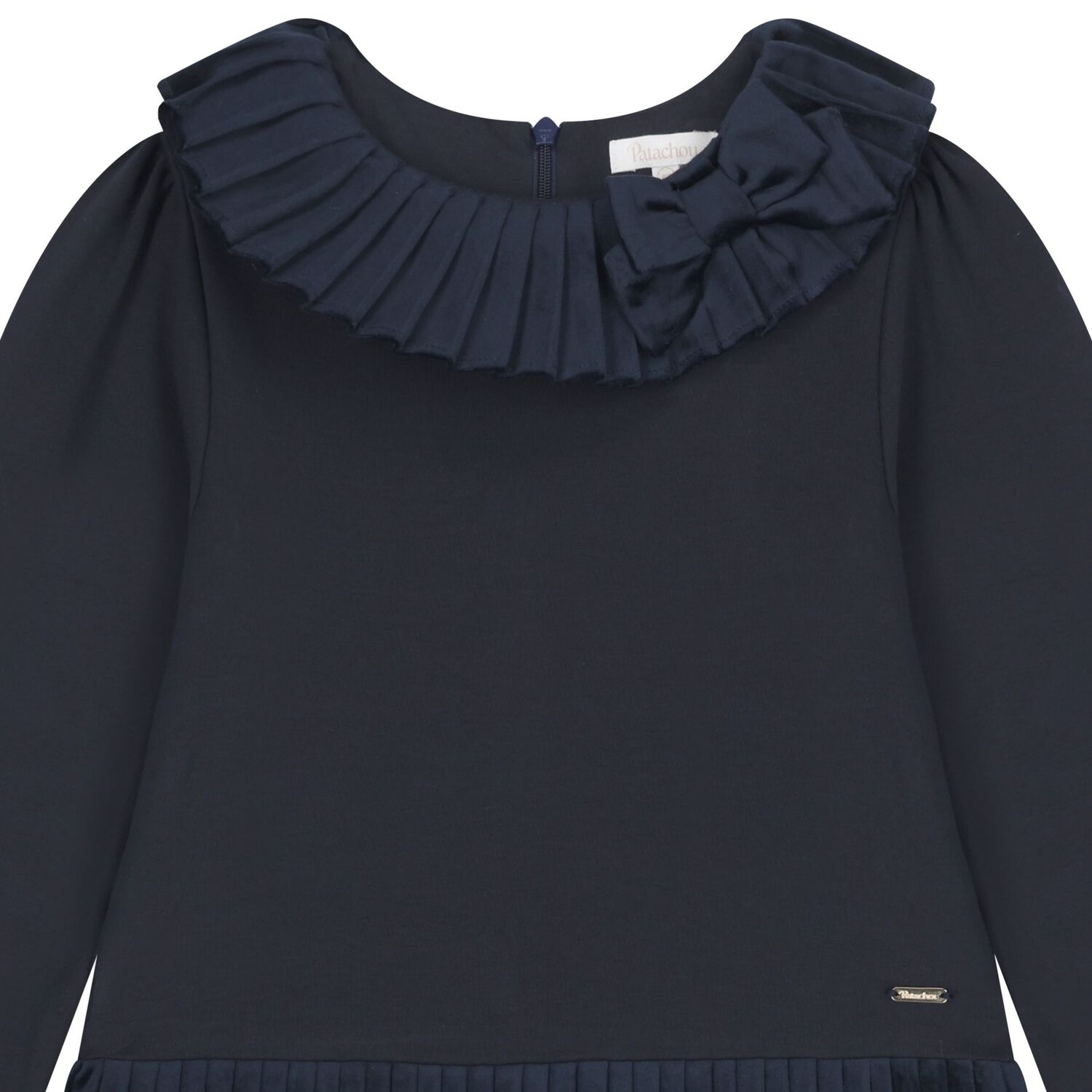 Girls Navy Blue Pleated Dress, 1, hi-res