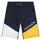 Younger Boys Navy Logo Shorts, 1, hi-res