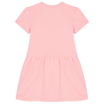 Girls Pink Teddy Bear Logo Dress