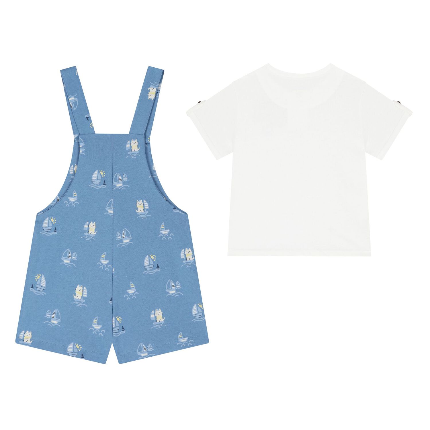 Younger Boys Blue Dungaree Set, 2, hi-res