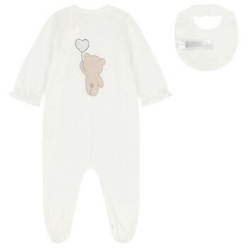 Baby Girls Ivory Teddy Bear Babygrow Set