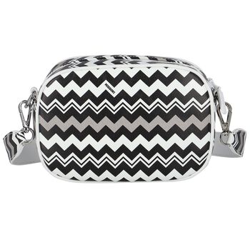Girls Black & White Logo Zigzag Shoulder Bag