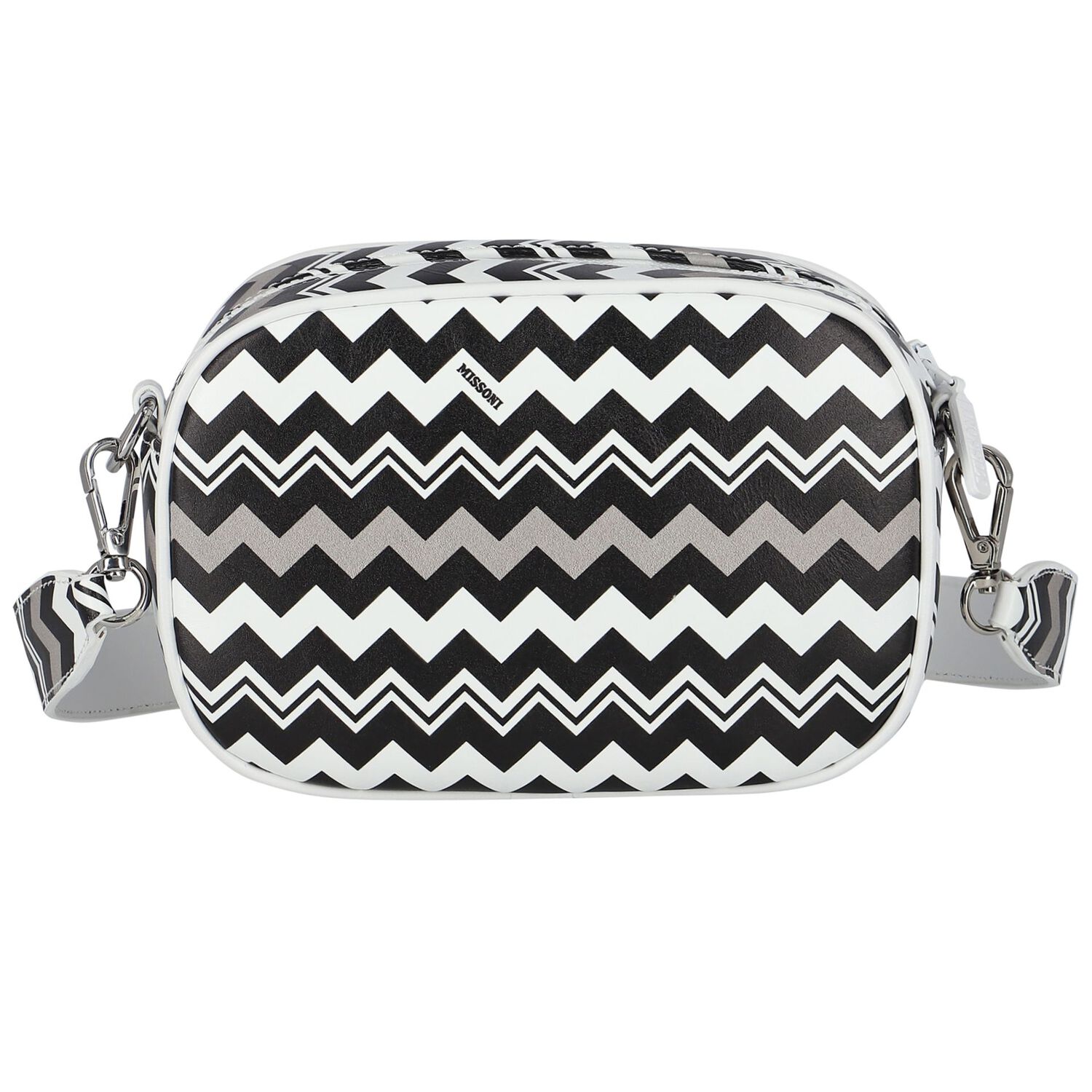 Girls Black & White Logo Zigzag Shoulder Bag, 2, hi-res image number null