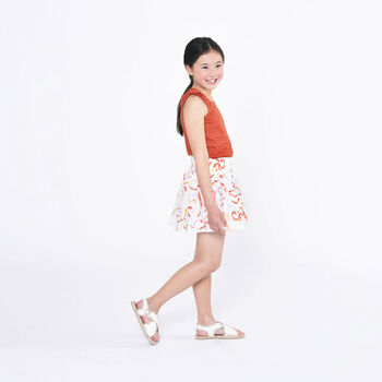 Girls White Ribbon Skirt