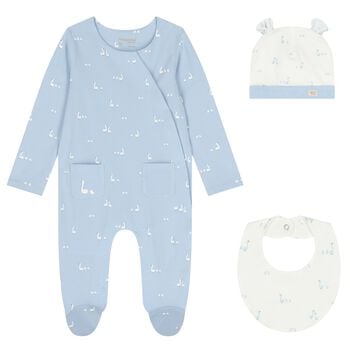 Baby Boys Blue & White Babygrow Gift Set