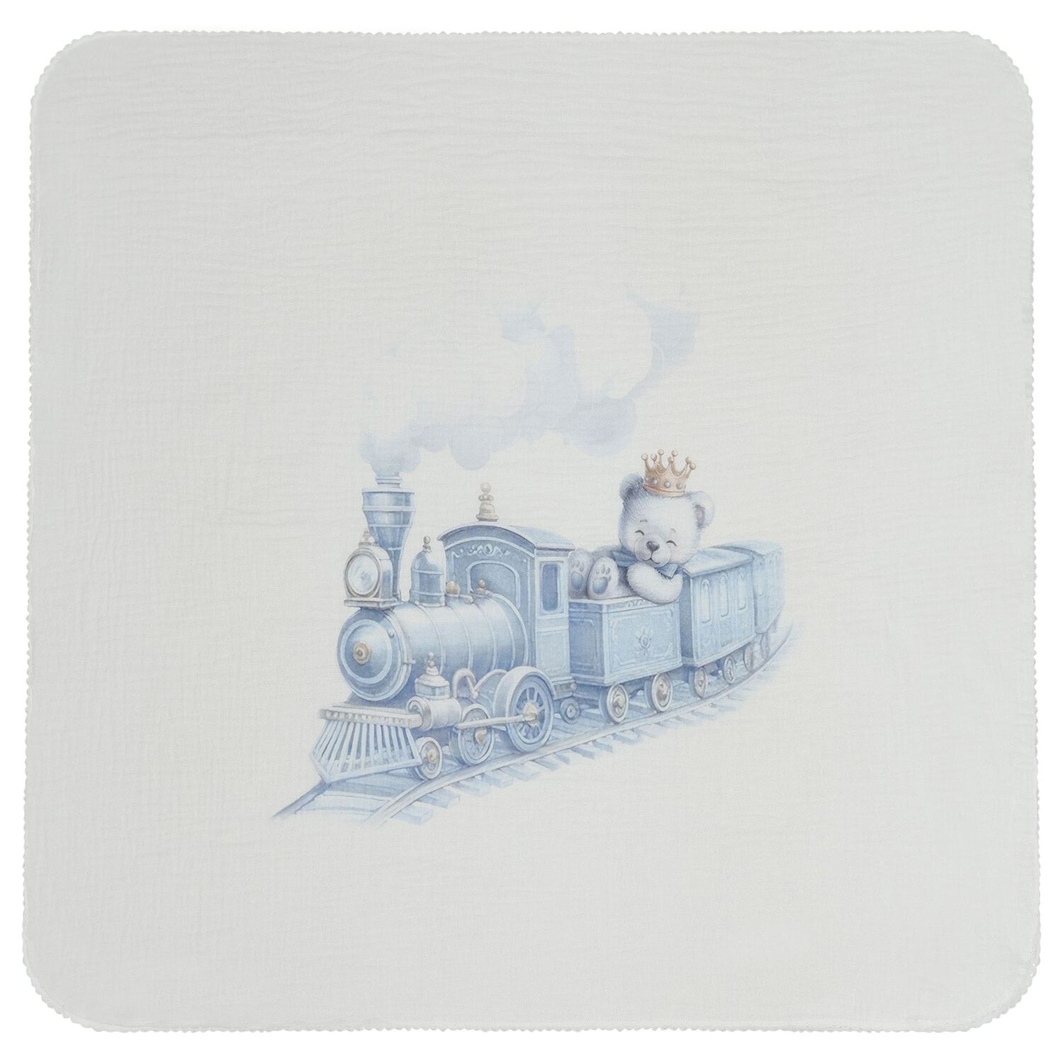 لفافة الموسلين للأولاد بطبعة تيدي بير باللون الأزرق ( من قطعتين ), 1, hi-res